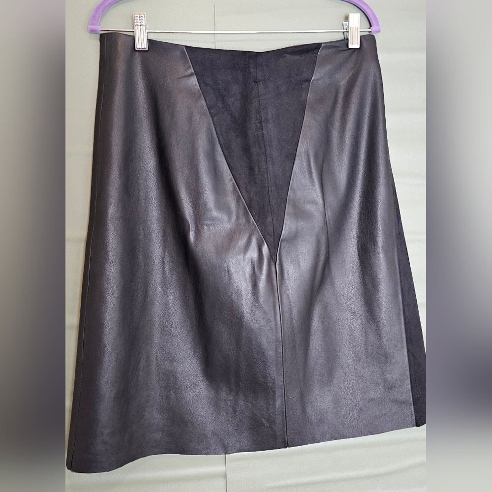 Catherine MaLandrino Skirt Black Womens Size 10 Faux Leather Suede
